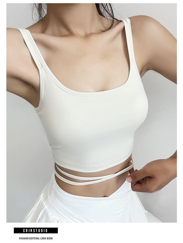 Tie Waist Plain Sports Camisole Top Product Image