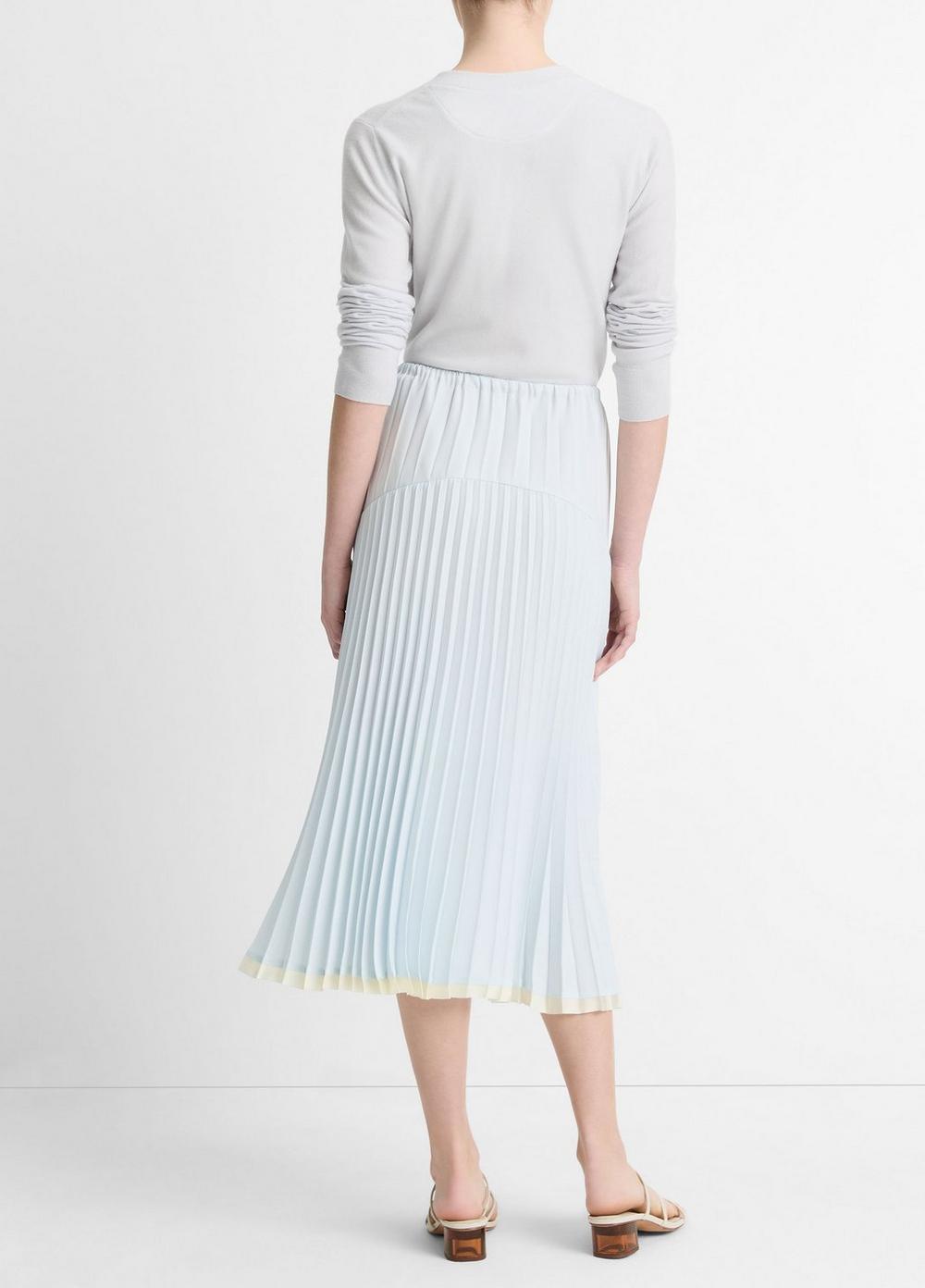 Womens Pleated Satin Tiered Skirt, Sky Mist, Size XXS Vince Product Image