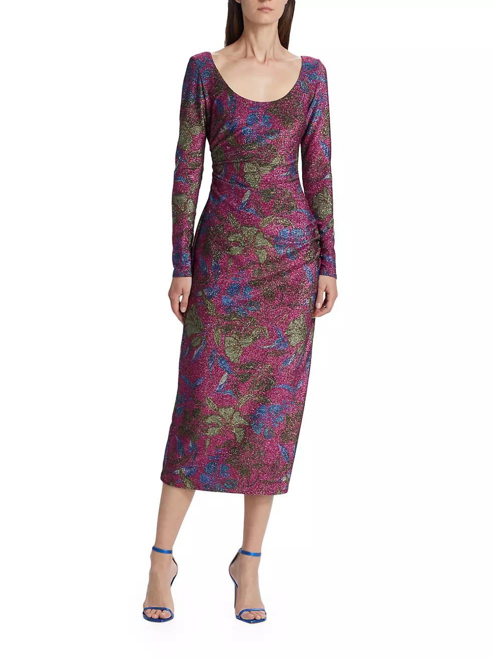 Jude Metallic Floral Midi-Dress Product Image