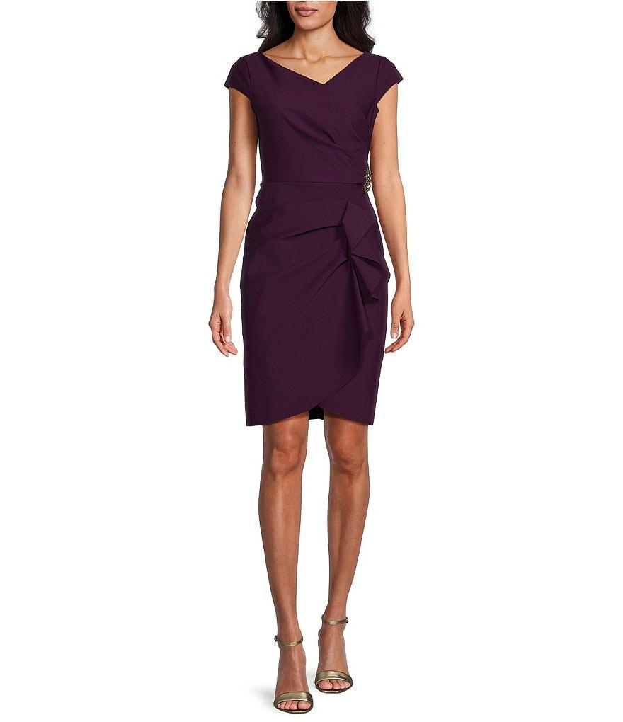 Alex Evenings Cap Sleeve Surplice V-Neck Cascade Ruffle Dress Product Image