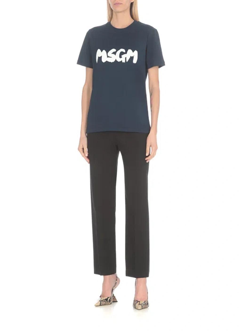 MSGM T-shirt With Logo In Blue Product Image