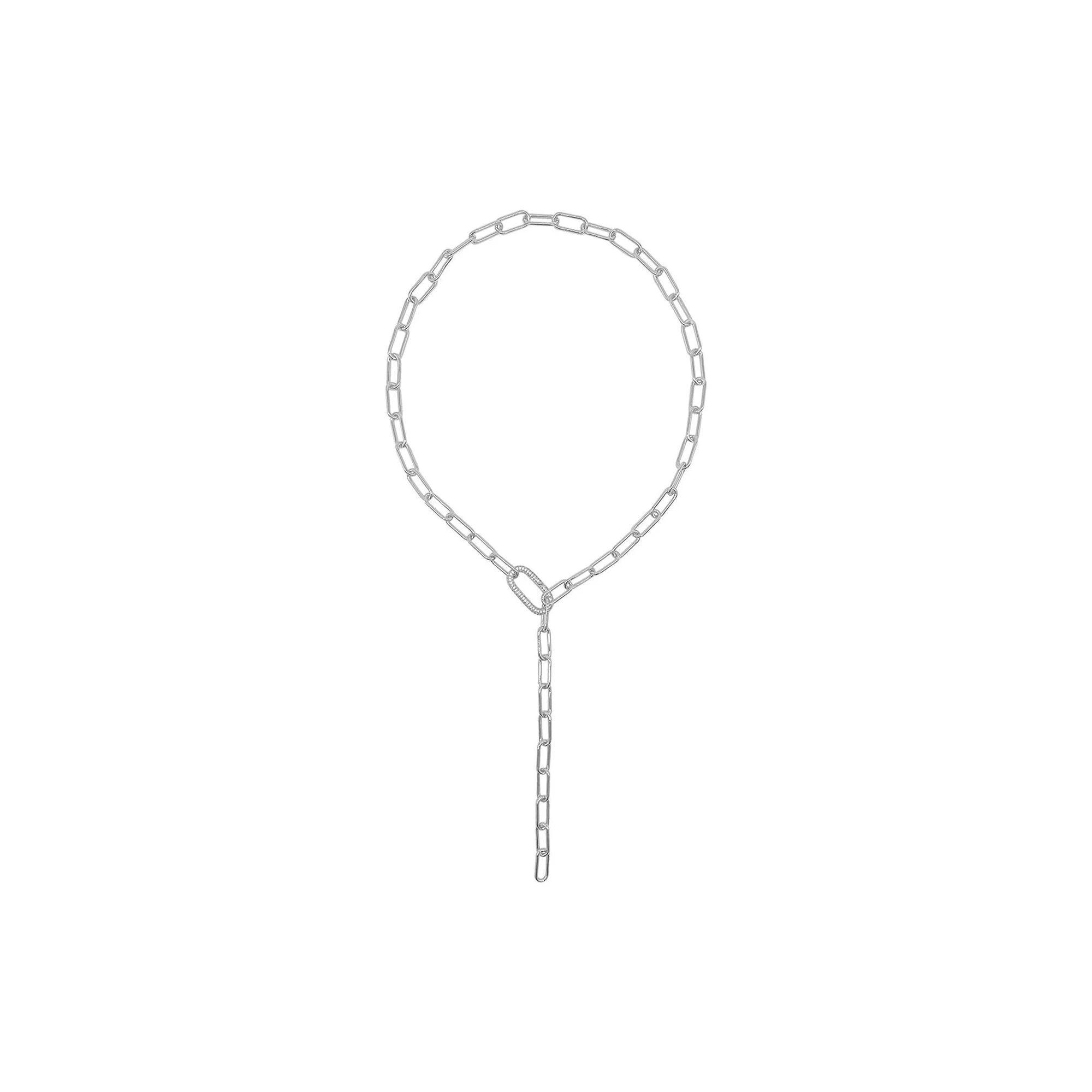 Adornia Brass Paper Clip Chain Lariat Necklace, Women's, Size: 24", Silver Tone Product Image