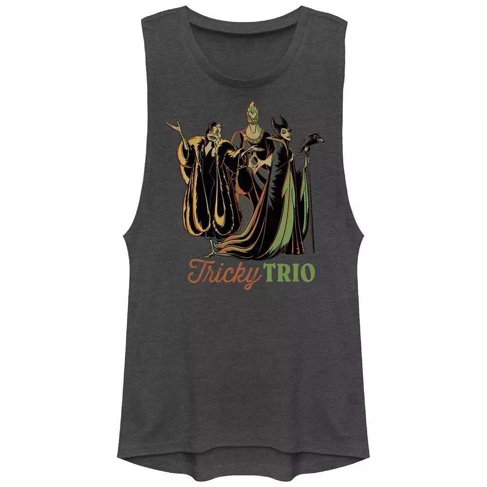 Disney Villains Tricky Trio Juniors' Graphic Tank Top, Girl's, Size: XS, Grey Product Image