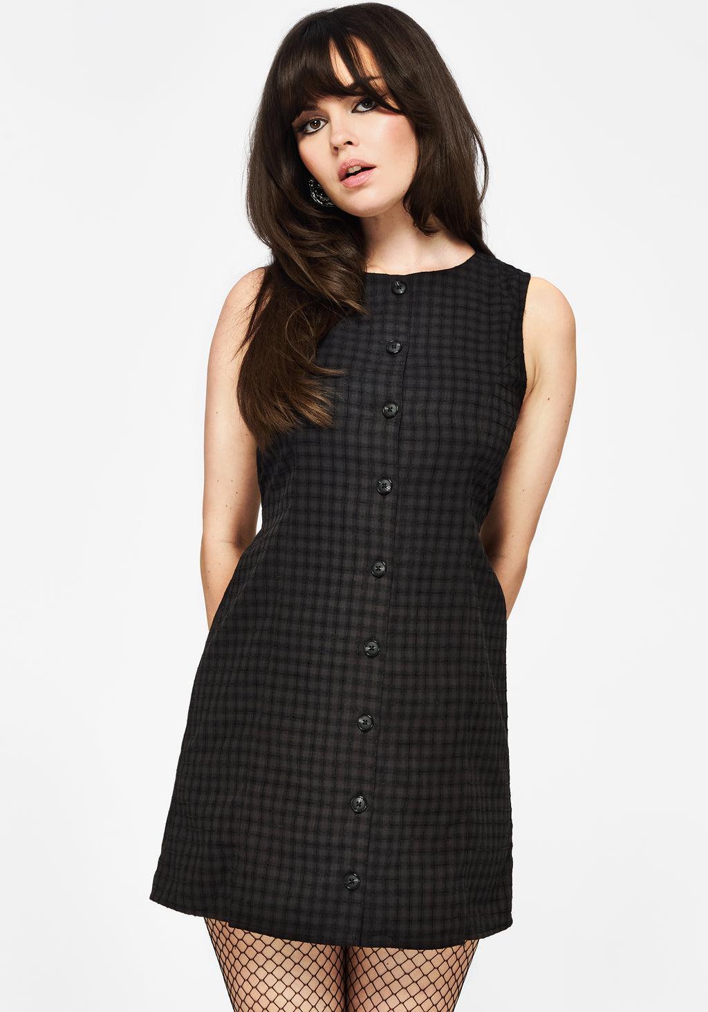 Ziggy Check Button Up Mini Dress Product Image
