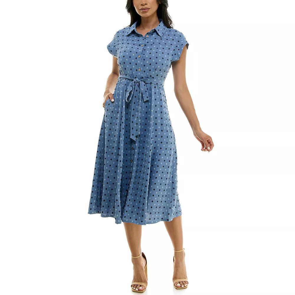Women's Nina Leonard Collared Button Front Shirt Dress, Size: Small, Camel Team Product Image