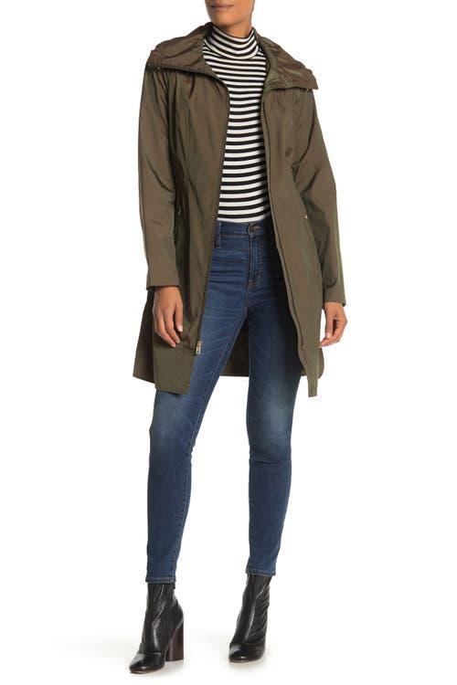 Cole Haan Womens Packable Travel Rain Jacket - Green Size Large Water-Resistant Product Image
