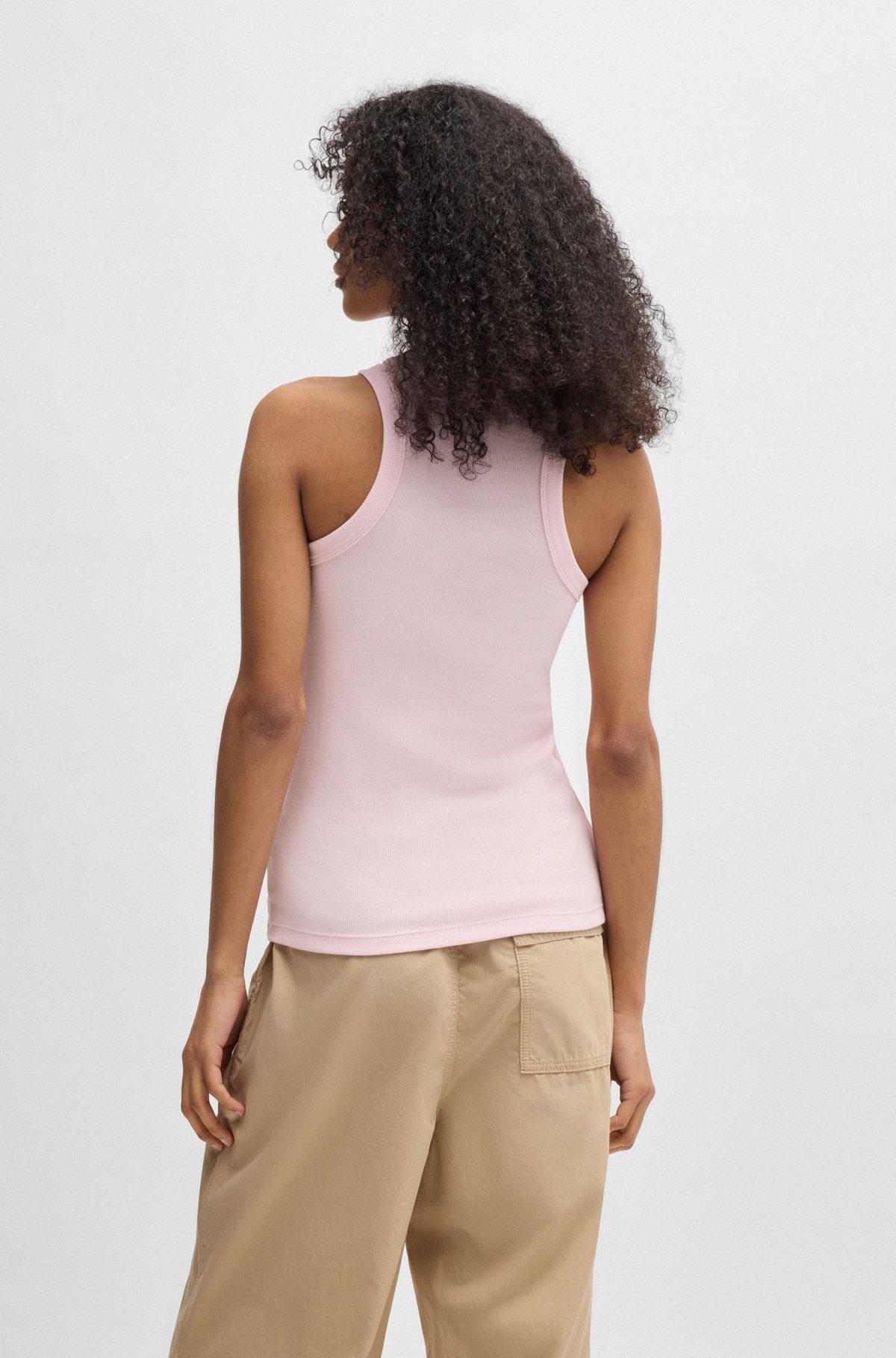 Slim-fit stretch-cotton top with blue logo badge Product Image