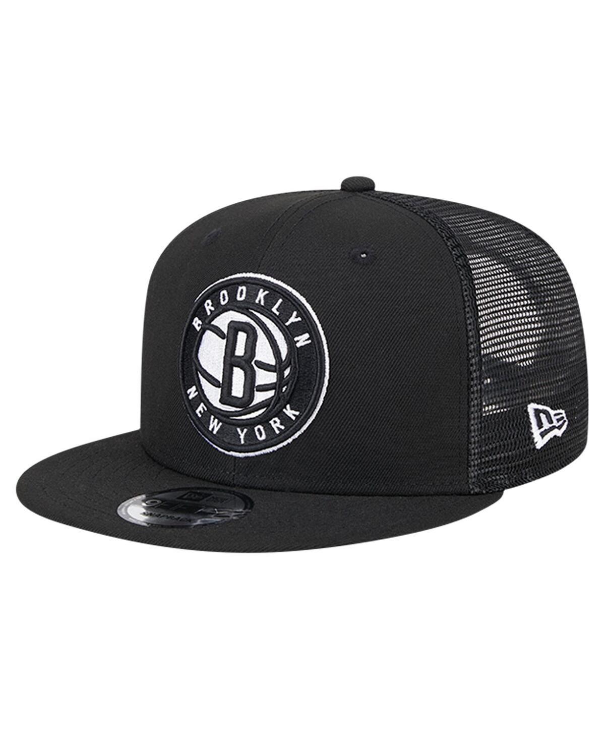 Men's New Era Black Brooklyn Nets Evergreen Meshback 9FIFTY Snapback Hat Product Image