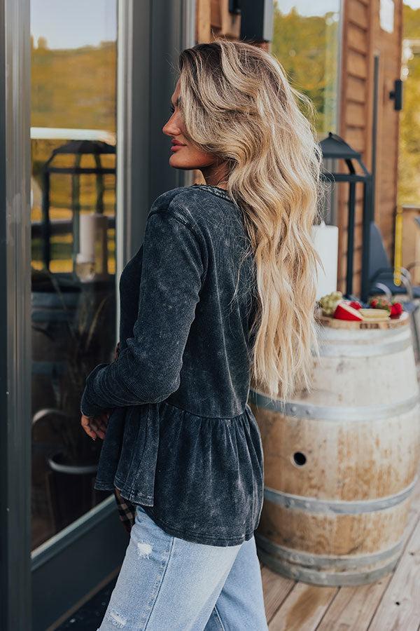 Harvest Cheer Vintage Wash Knit Top in Black Product Image