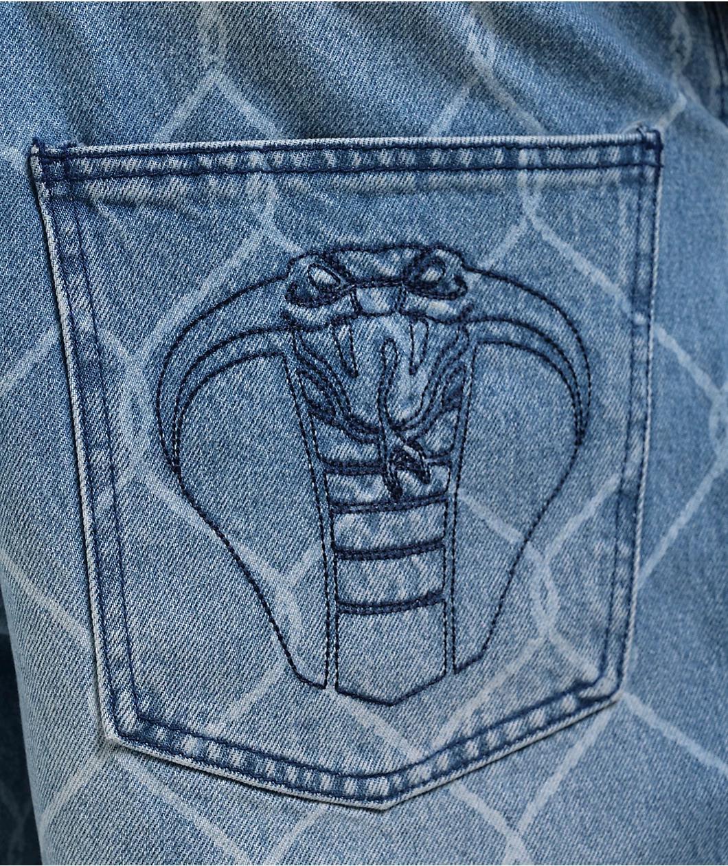 Broken Promises Chain Link Blue Wash Denim Jeans Product Image