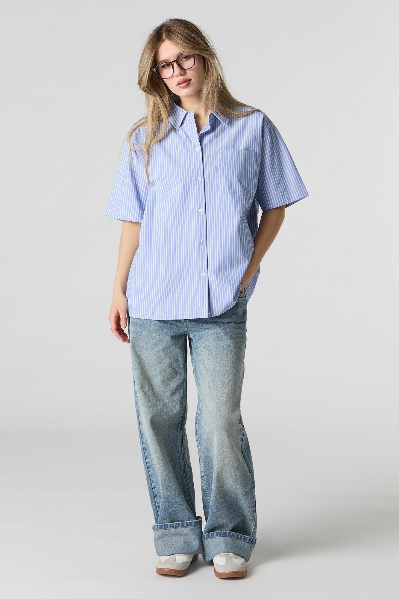 Poplin Oversized Button-Up Top Female Product Image