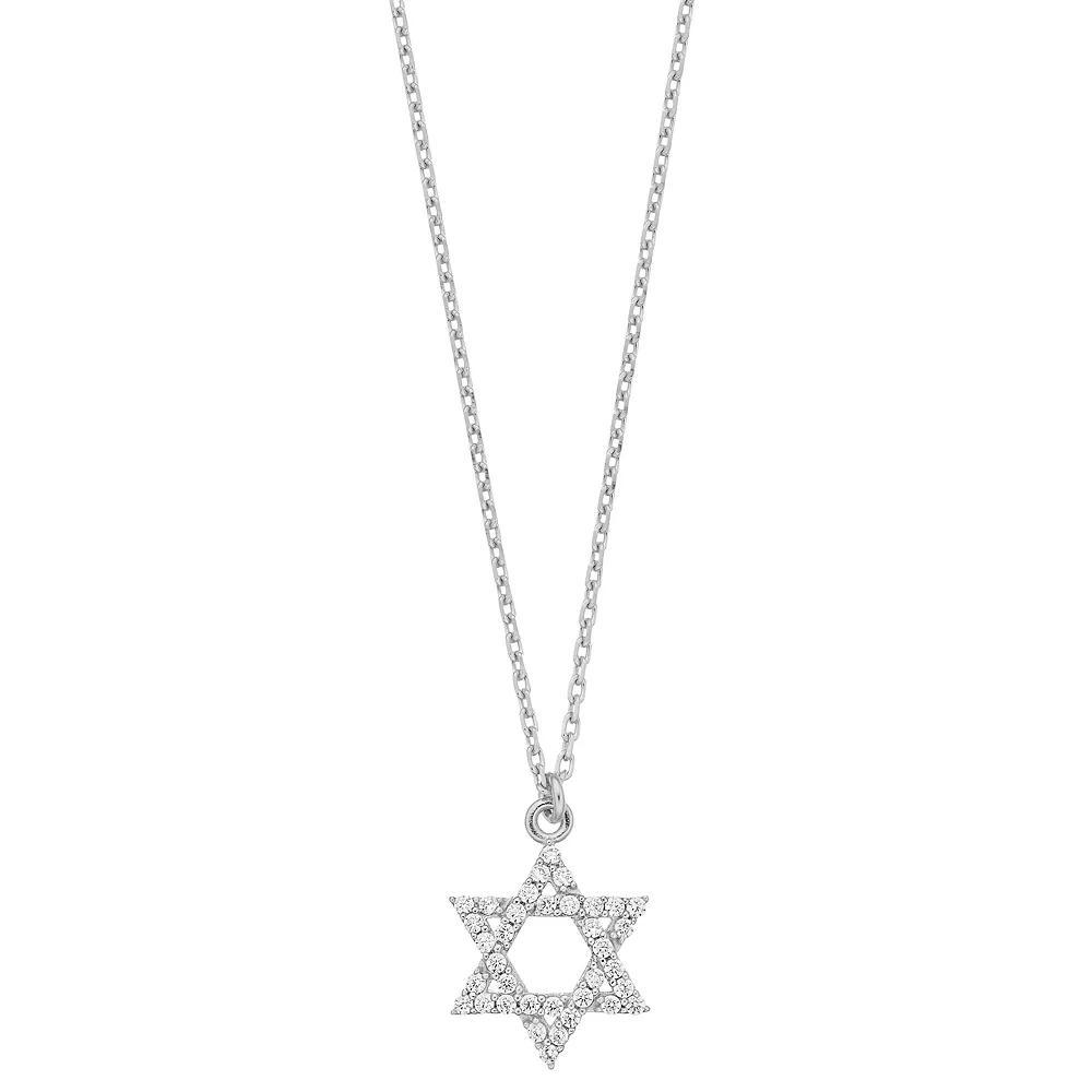 Sterling Silver Cubic Zirconia Star of David Pendant Necklace, Women's, Size: 18" Product Image
