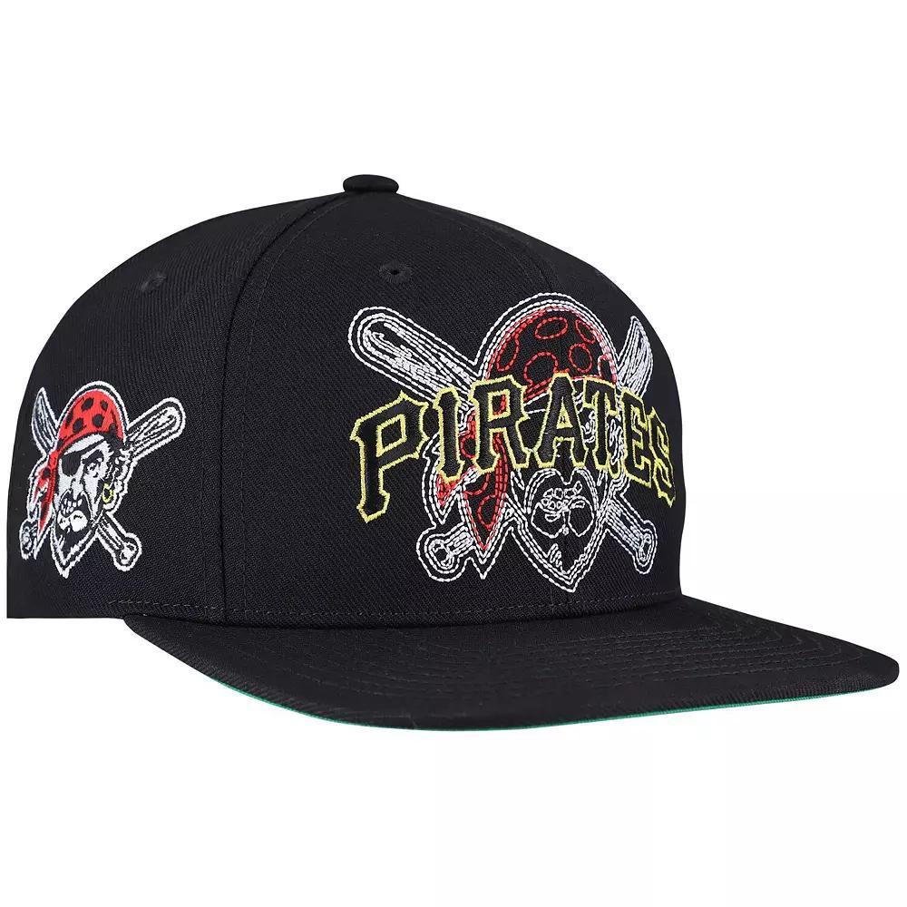 Men's Mitchell & Ness Black Pittsburgh Pirates Double Up Snapback Hat Product Image