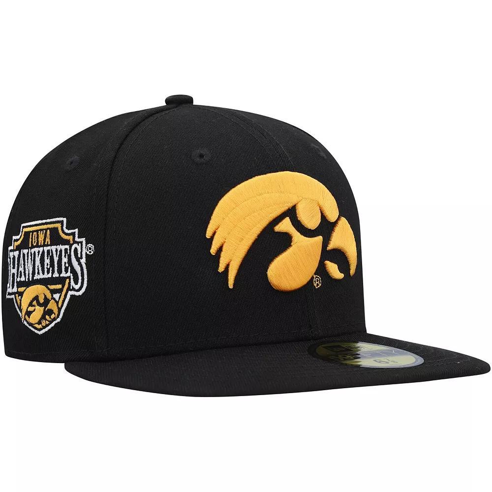 Men's New Era Black Iowa Hawkeyes Patch 59FIFTY Fitted Hat, Size: 7 1/8 Product Image