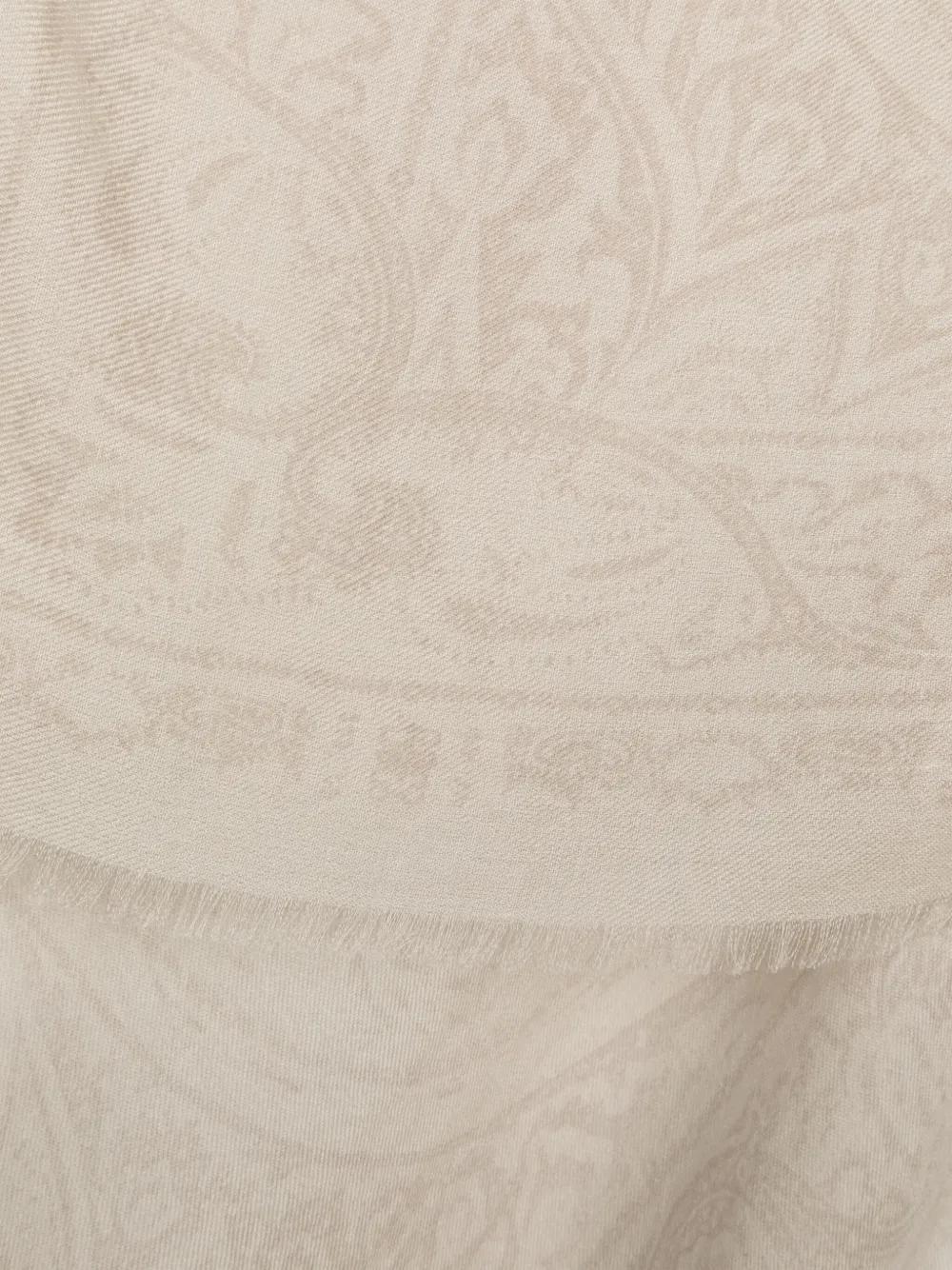 ETRO Paisley-jacquard Frayed Scarf In Neutrals Product Image