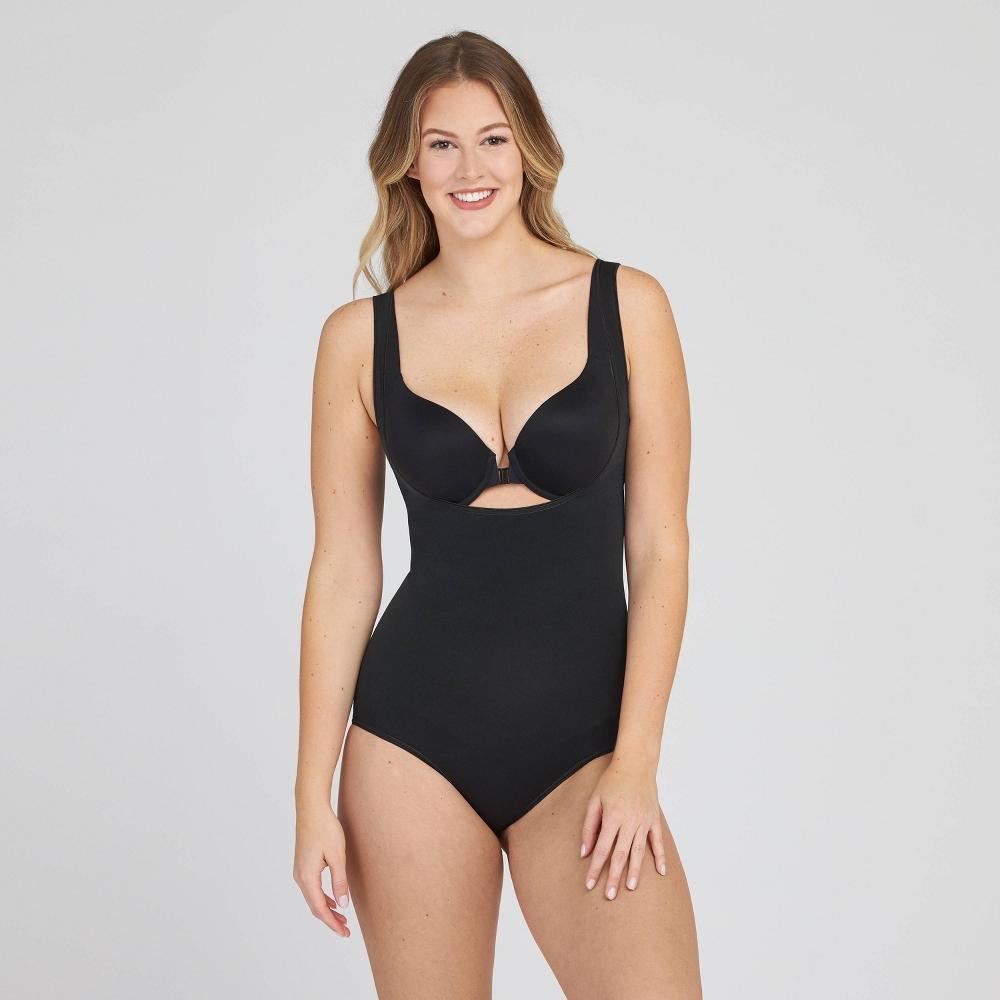 ASSETS by SPANX Womens Remarkable Results Open-Bust Brief Bodysuit - Black L: Ultra Firm Compression, Tummy & Waist Slimming Shapewear Product Image