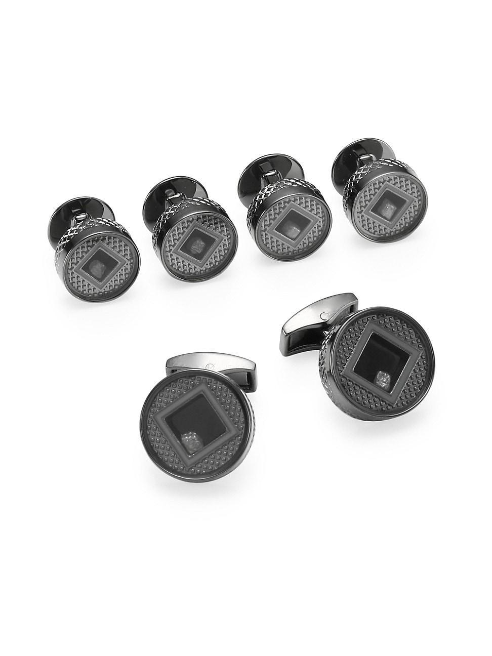 Mens Six-Piece Cube Shirt Studs and Cufflinks Set Product Image