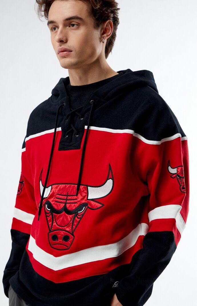 Men's '47 Red Chicago Bulls Layup Lacer Pullover Hoodie, Size: Large Product Image