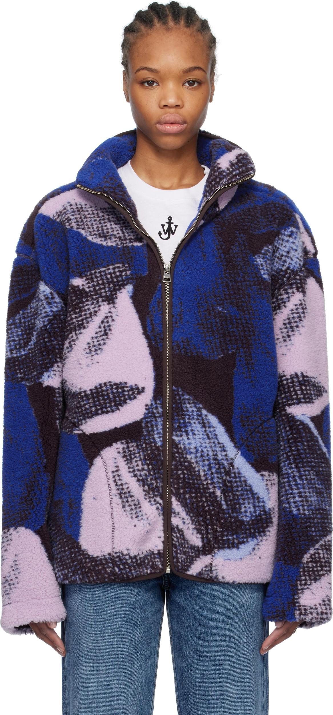 JW ANDERSON Printed Zip-front Jacket In Blue Product Image