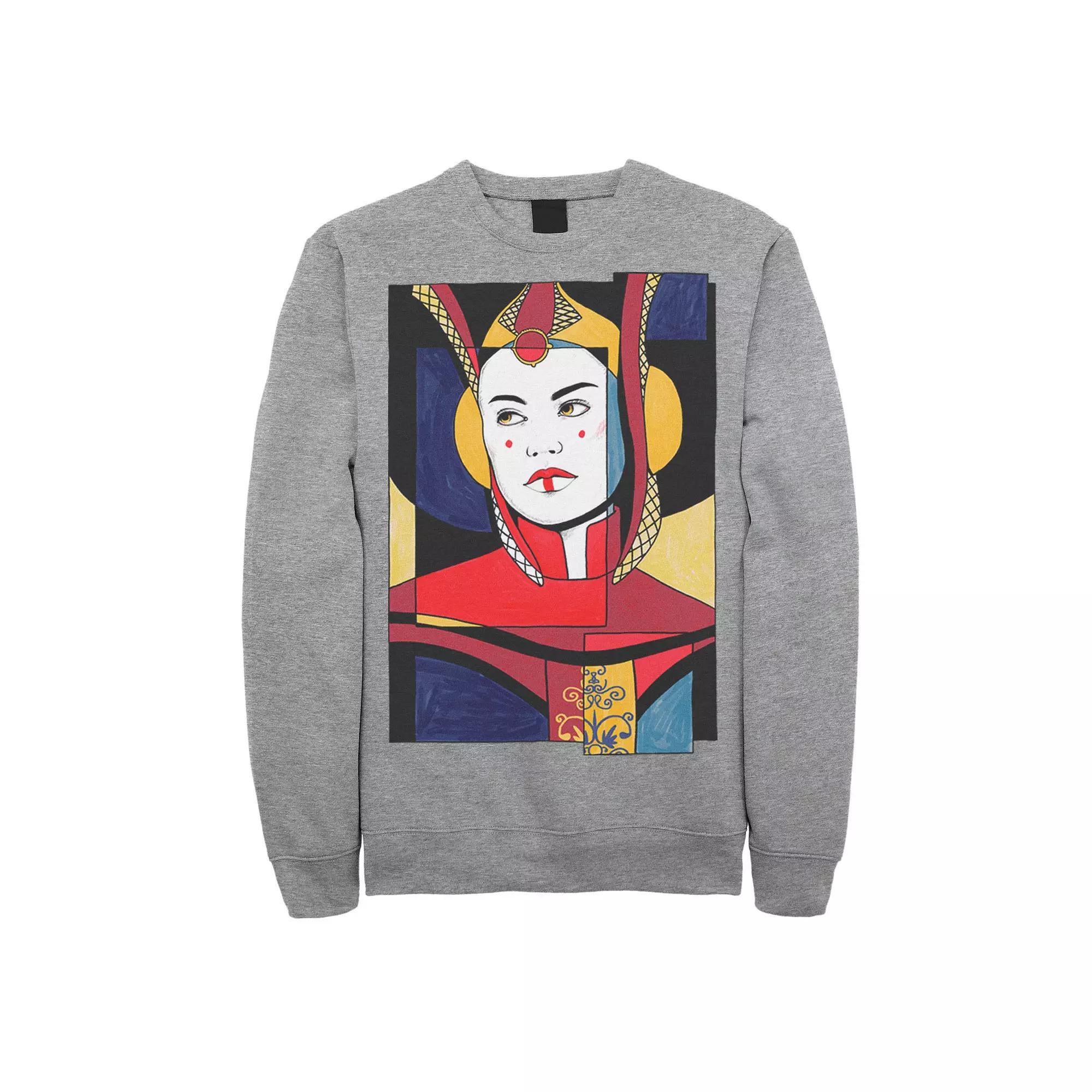 Men's Star Wars Padme Artsy Sketch Poster Sweatshirt, Size: Large, Athletic Grey Product Image