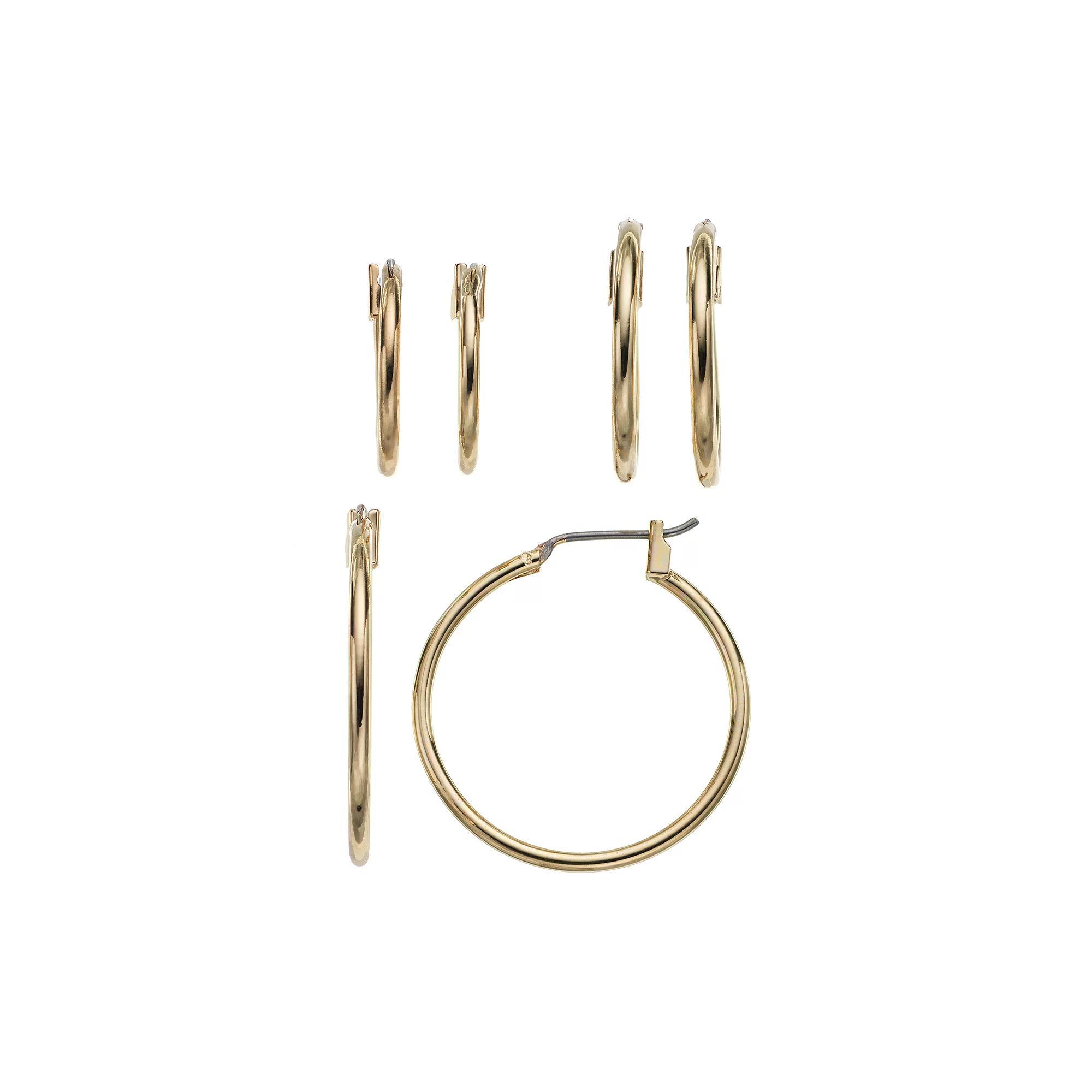 Napier Hoop Earring Set, Womens, Gold Tone Product Image