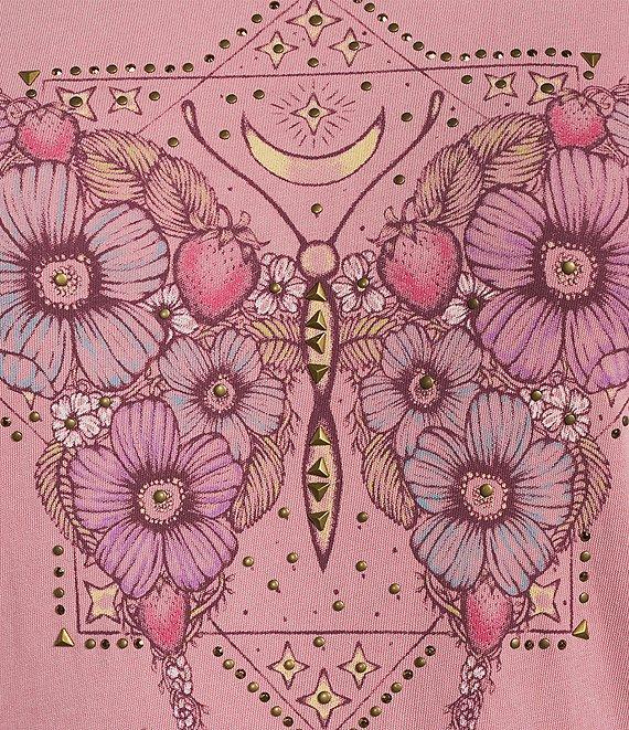 Lucky Brand Celestial Floral Butterfly Crew Neck Short Sleeve Tee Shirt Product Image