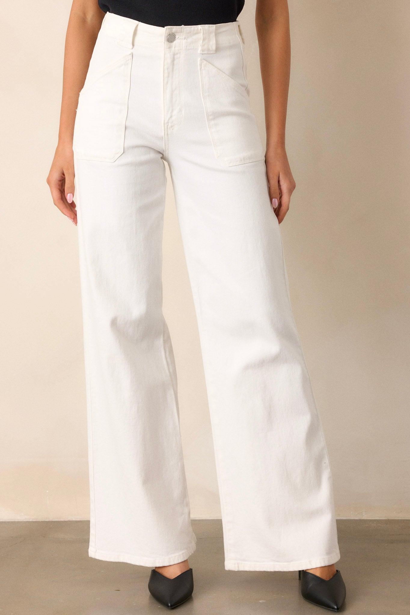 Hazy Days White Wide Leg Jeans Product Image