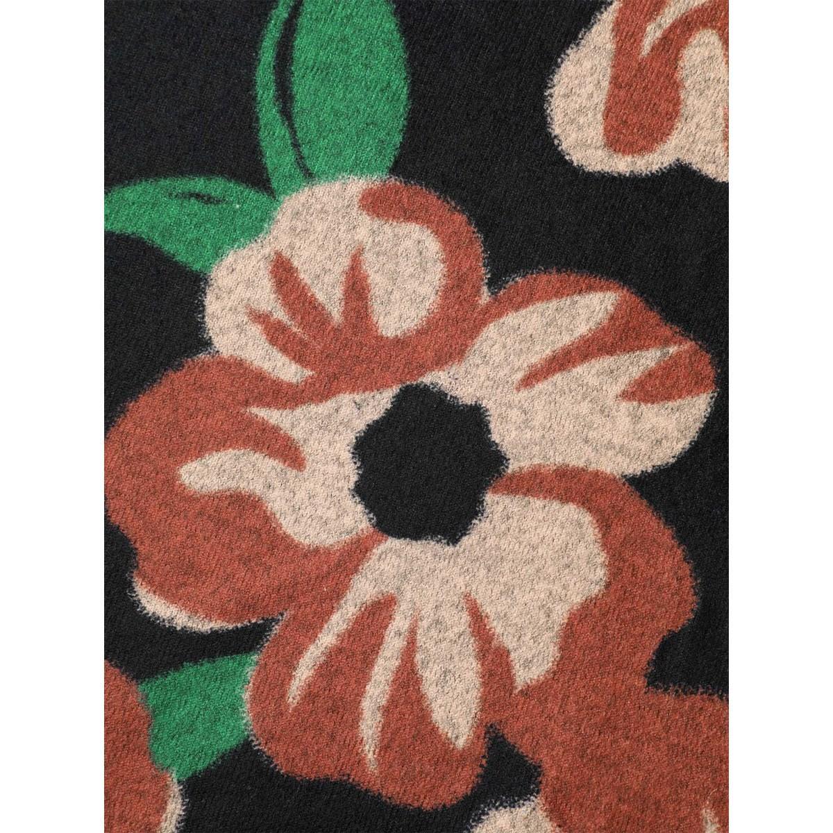 Plus Size Round Neck Floral Print Fitted Sweatshirt Women Black Casual Non Round Neck Everyday Sweatshirts BloomChic 18-20/2X Product Image