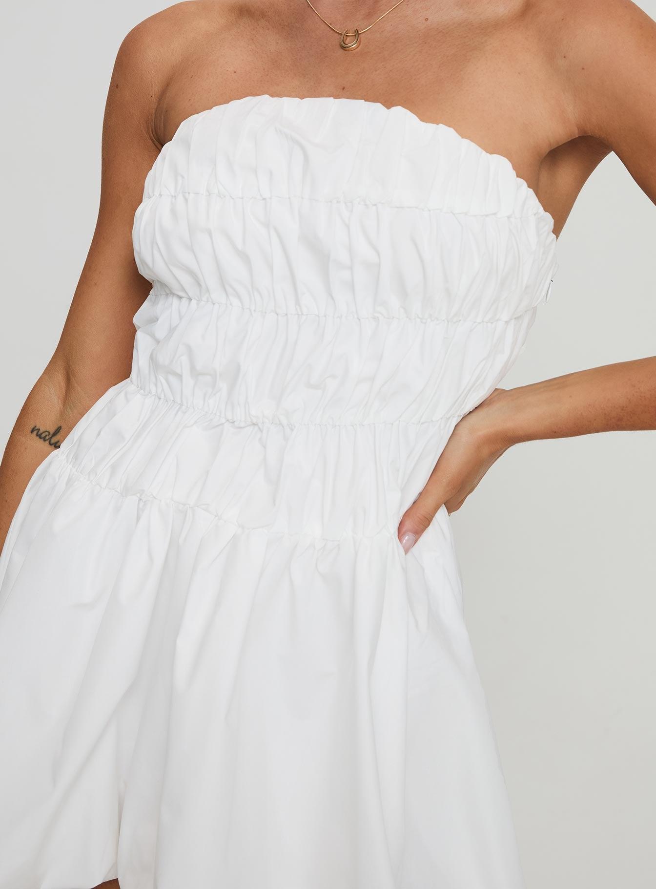 Karenza Bubble Hem Mini Dress White Product Image