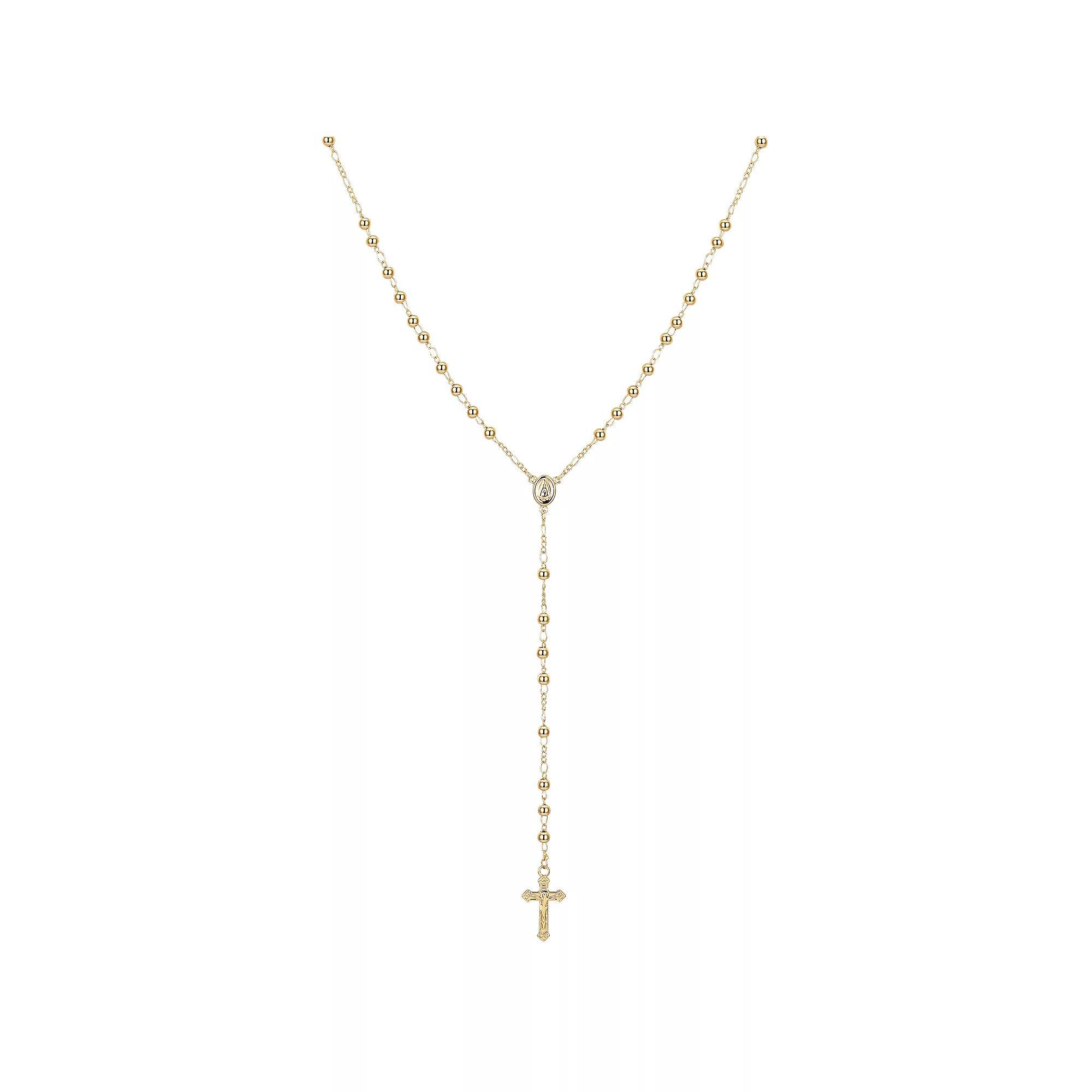 Gratitude & Grace Cross Rosary Necklace, Women's, Size: 18", Gold Tone Product Image