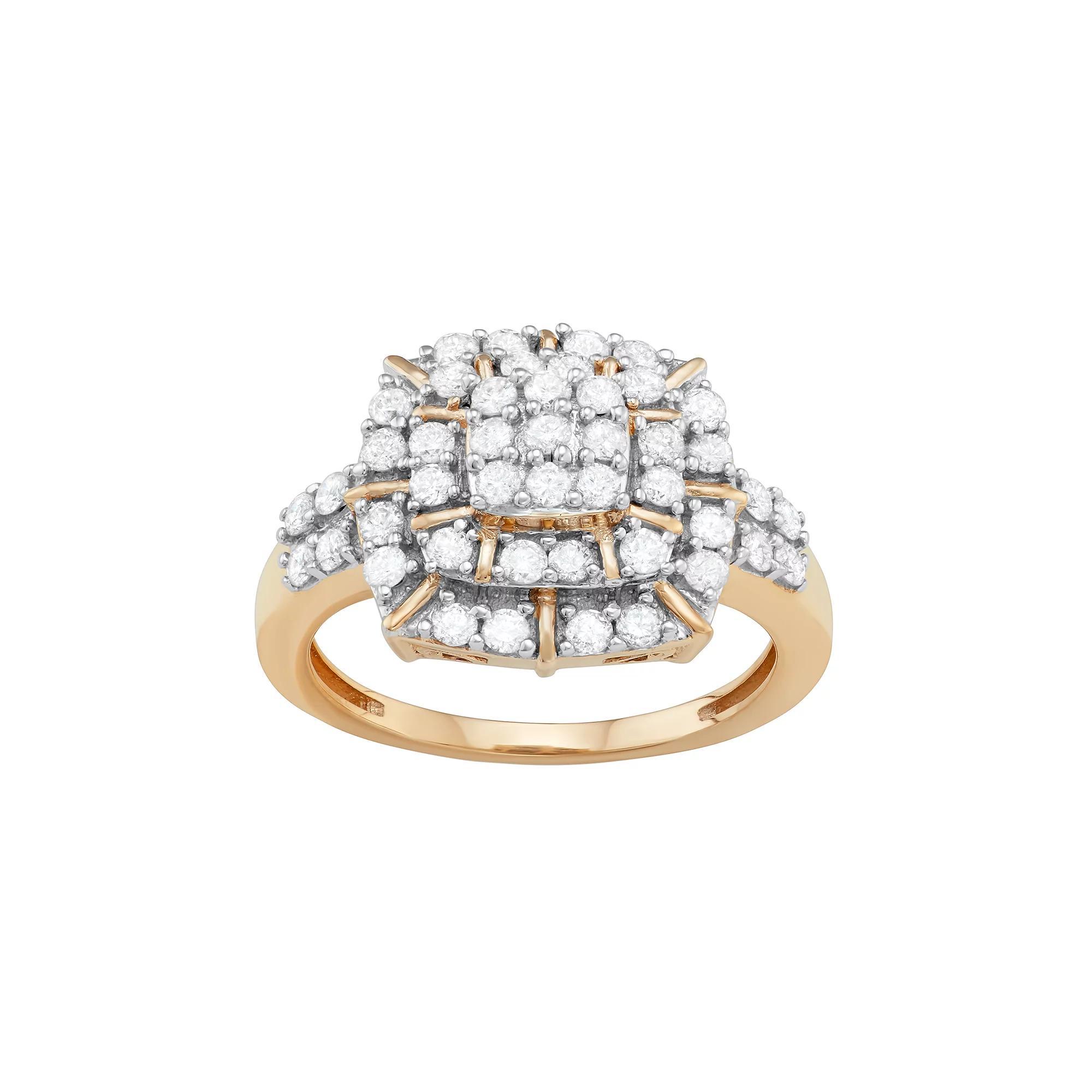 Jewelexcess 10k Gold 1 Carat T.W. Diamond Cluster Ring, Women's, Size: 7 Product Image