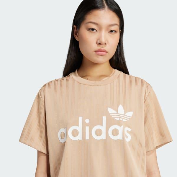 adidas Linear Graphic Boyfriend Tee Off White 2XS Womens Product Image