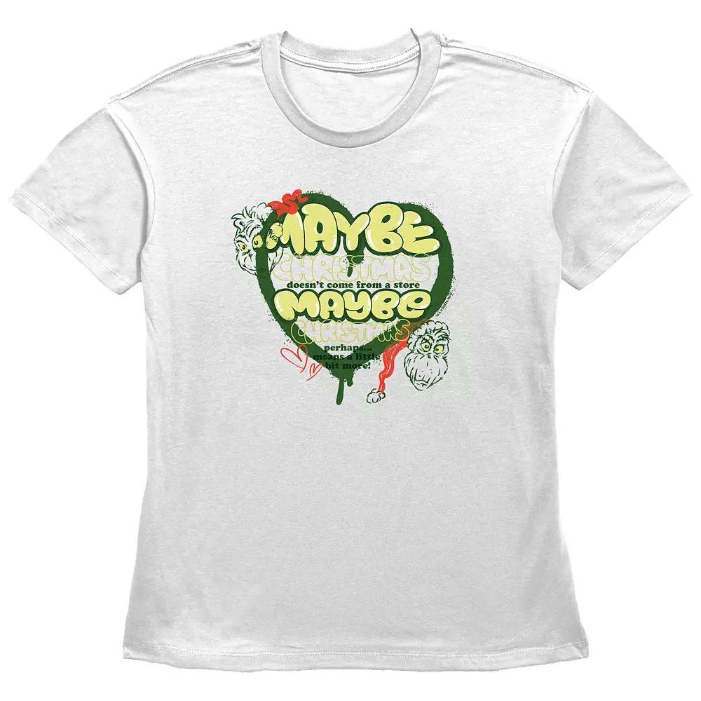 Women's Dr. Seuss Grinch Maybe Graphic Tee, Size: Small, White Product Image