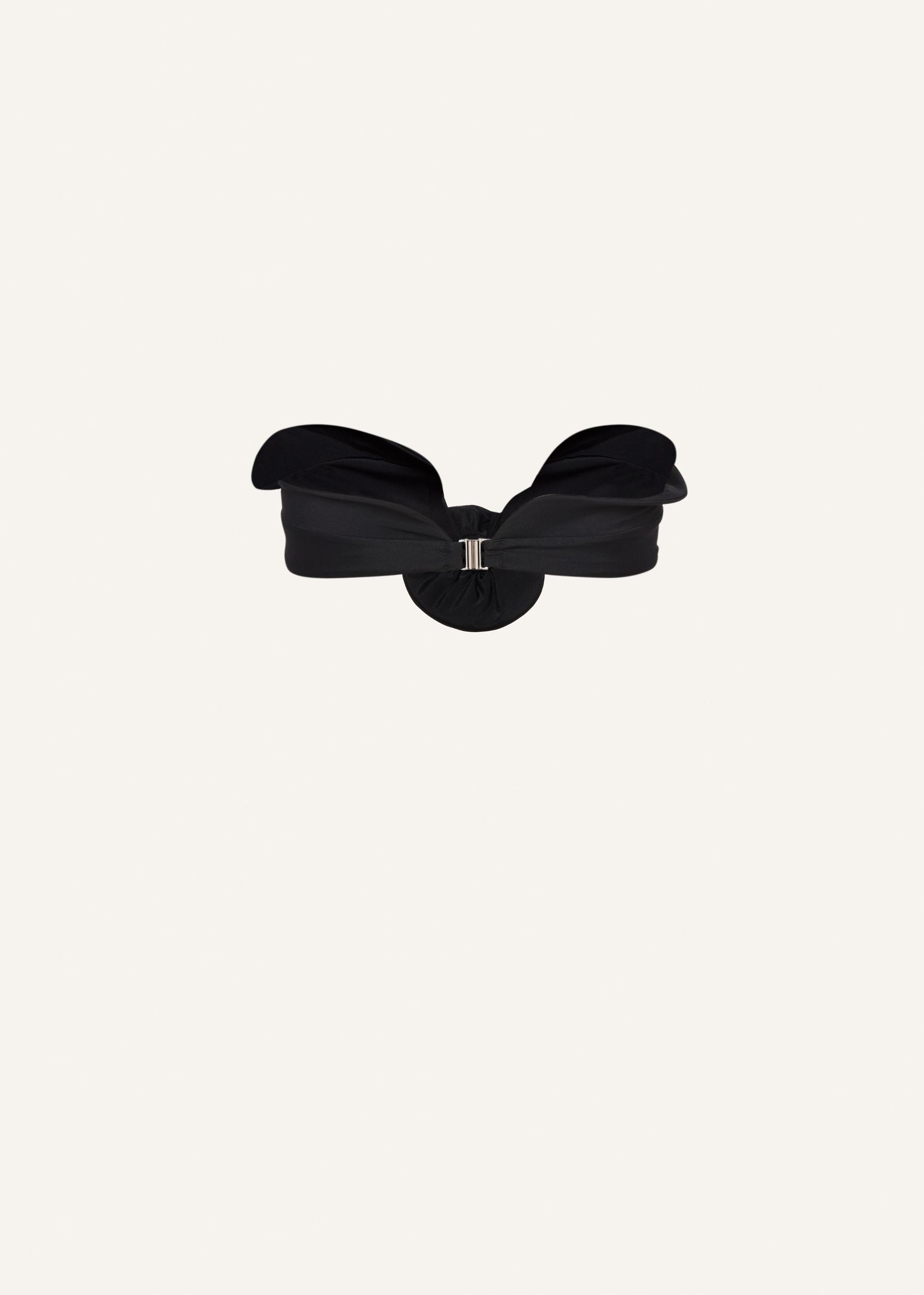 Sculptural bandeau swim top in black Product Image