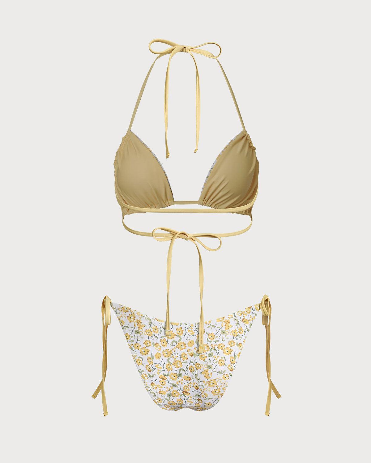 Yellow Floral Bikini Bottoms Product Image