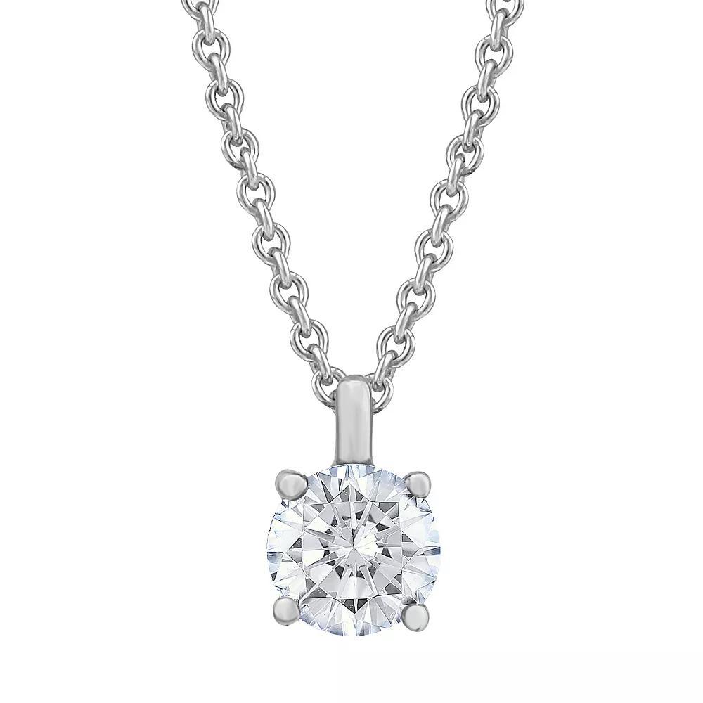 Diamond Medley 14k White Gold 1/3 Carat T.W. Lab-Grown Diamond Round Solitaire Pendant Necklace, Womens 14k Whgold Product Image