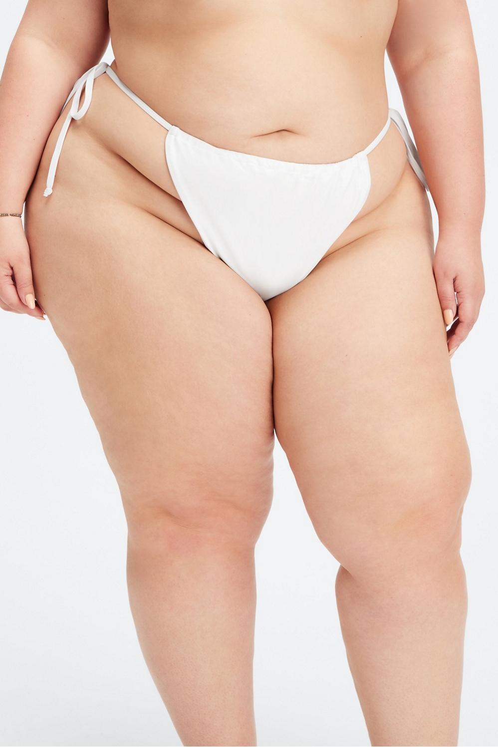 Fabletics High-Cut String Bikini Bottom Womens white plus Size 1X Product Image