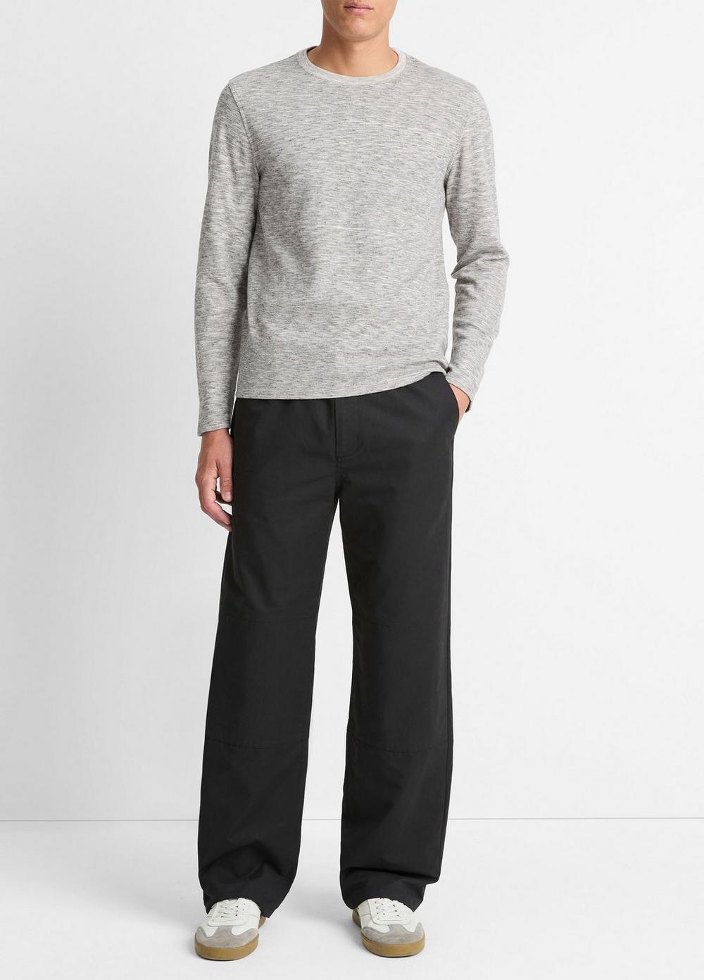 Mens Space-Dye Cotton-Blend Long-Sleeve T-Shirt, Black/off White, Size XL Vince Product Image