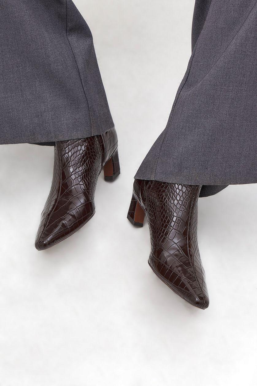 Curved Heel Croc Ankle Boots Product Image