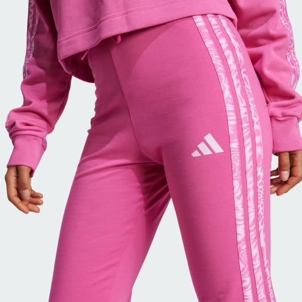 adidas Essentials 3-Stripes Print Cotton Leggings Black S Womens Product Image