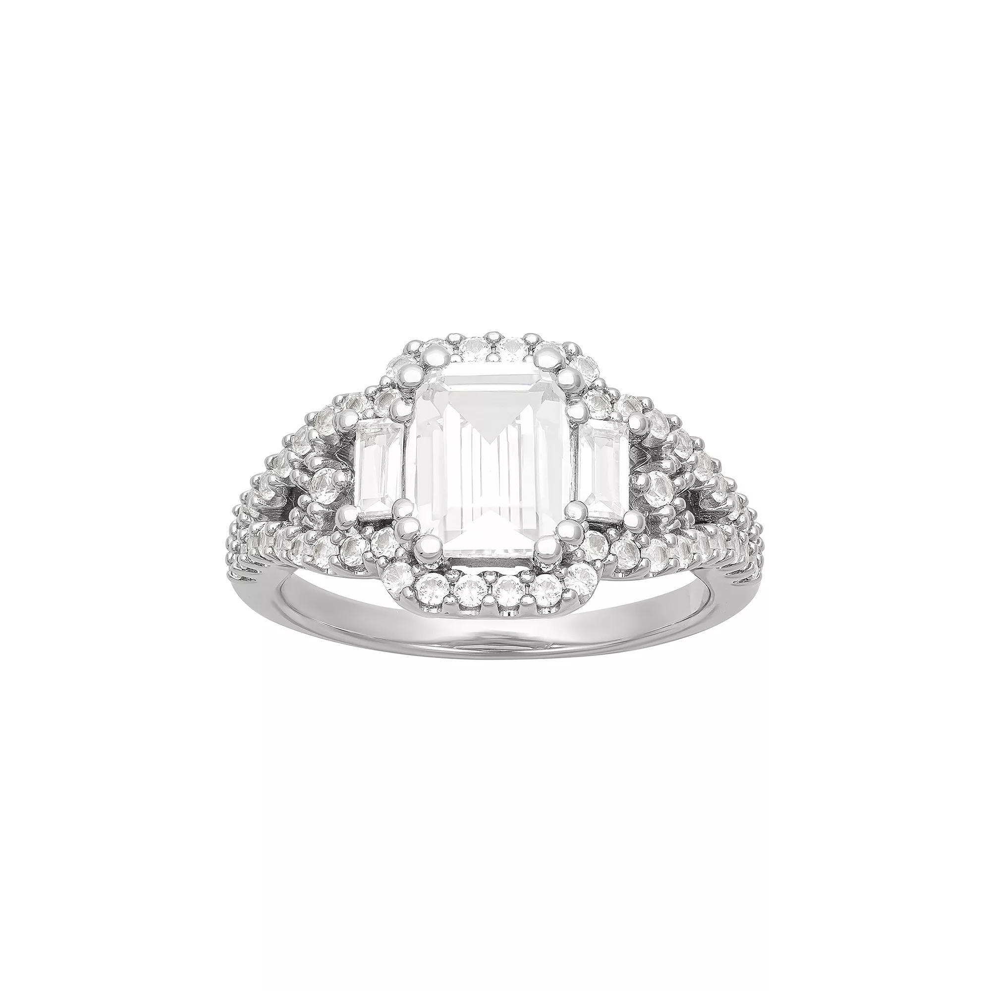 Love Always Sterling Silver 2 7/8 Carat T.W. Lab-Created White Sapphire Engagement Ring, Women's, Size: 6 Product Image