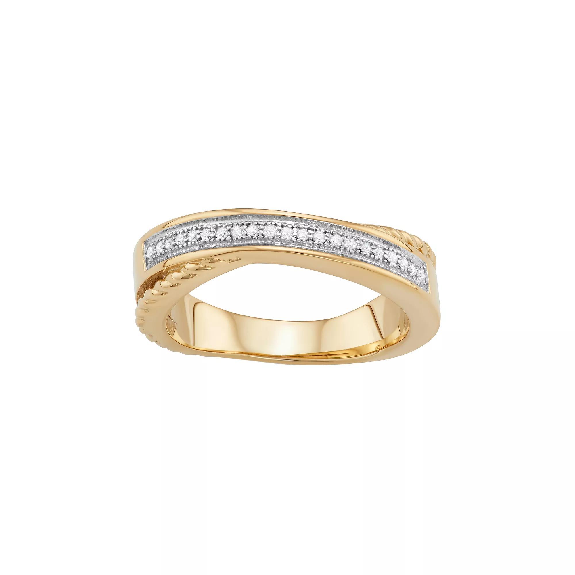Jewelexcess Sterling Silver 1/10 Carat T.W. Diamond Crisscross Ring, Women's, Size: 8, Gold Tone Product Image