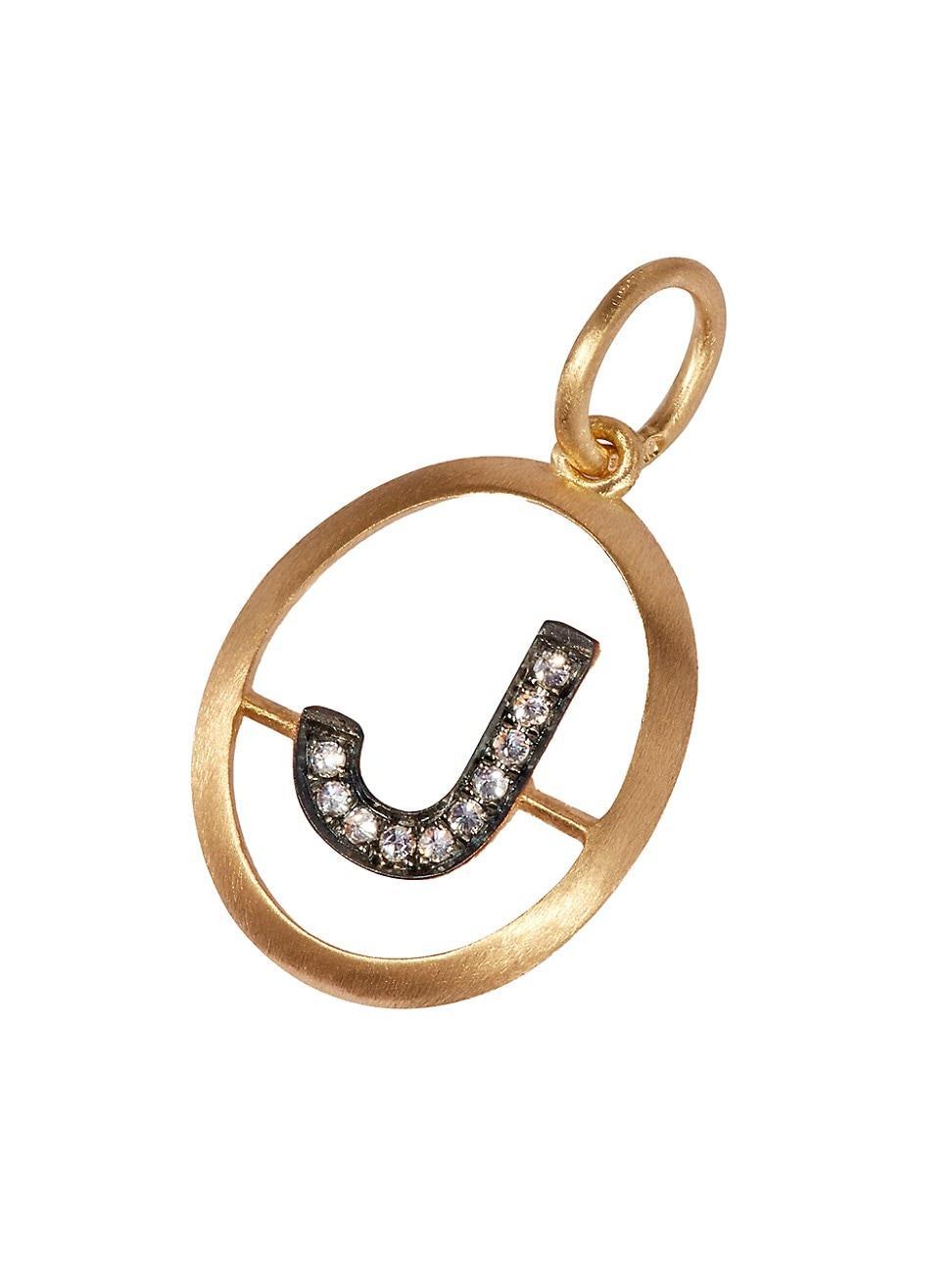 Womens 18K Yellow Gold & 0.07 TCW Diamond Initial Pendant Product Image