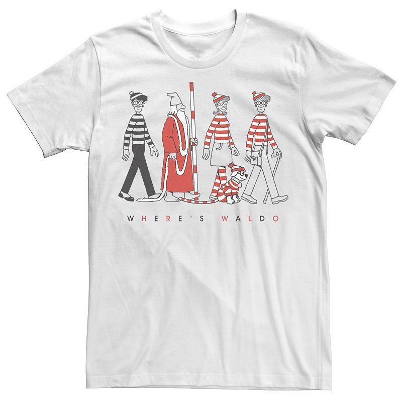 Men's Where's Waldo Group Walk Stripes Tee, Size: 3XL, White Product Image