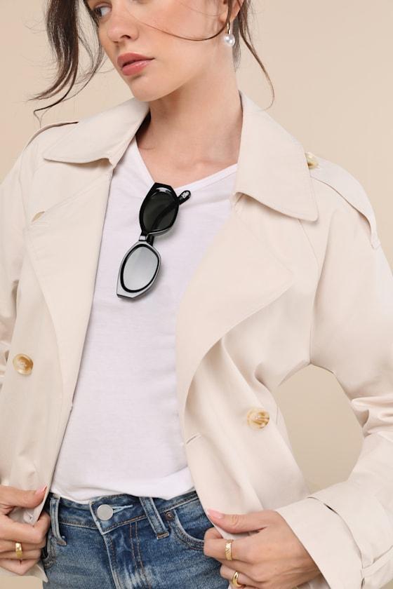 Lianna Beige Cropped Trench Coat Product Image