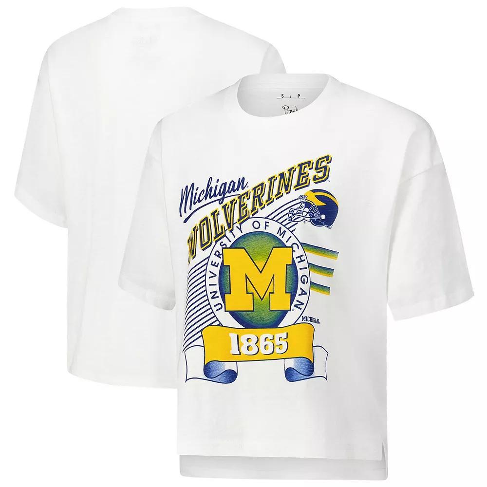 Women's Pressbox White Michigan Wolverines Rock & Roll Slub��T-Shirt, Size: XL Product Image