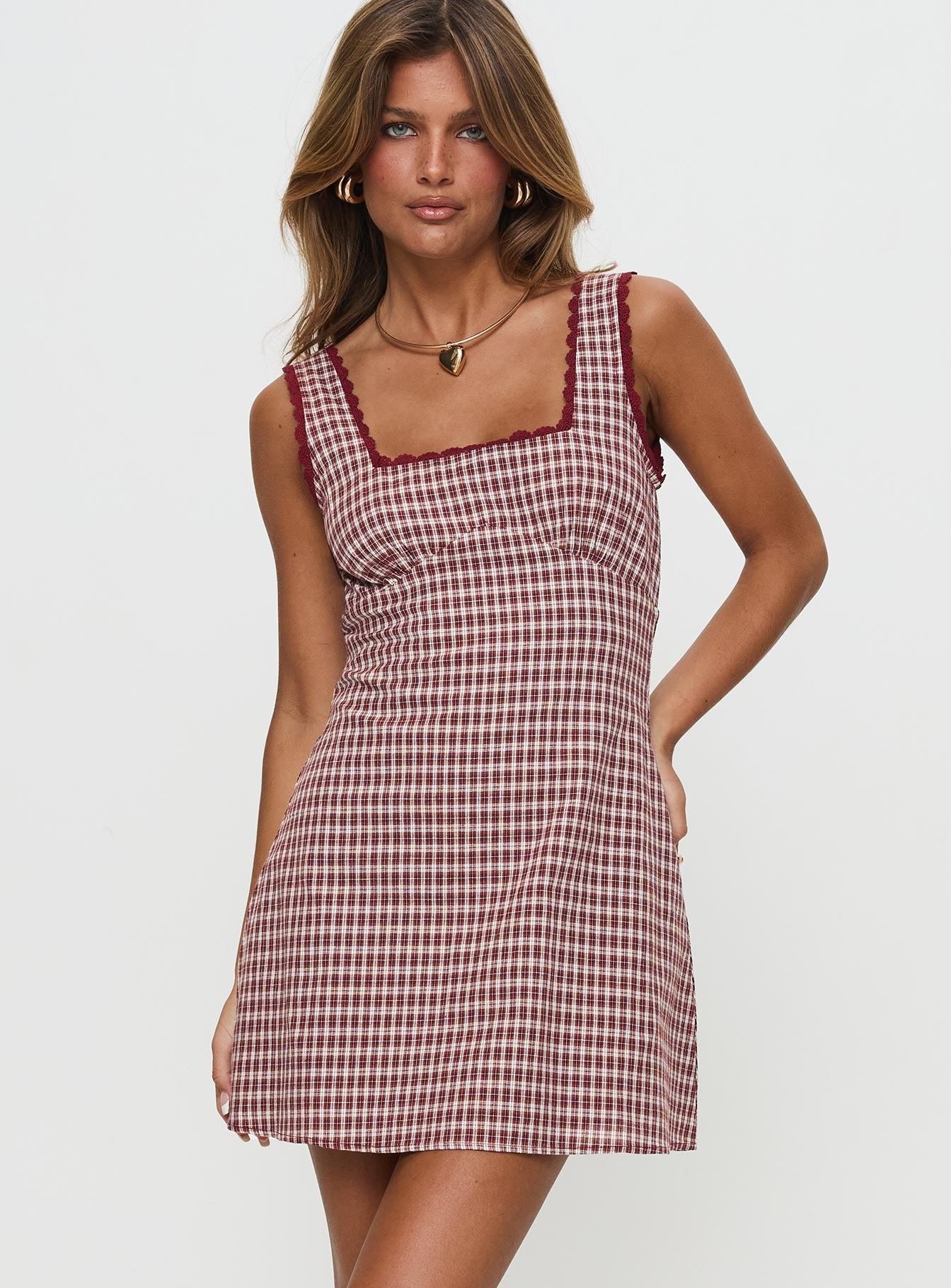 Dasha Mini Dress Red Check Product Image