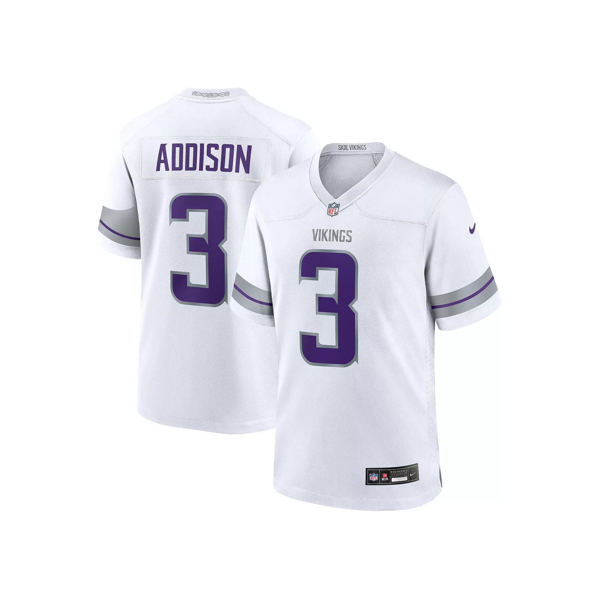 Men's Nike Jordan Addison White Minnesota Vikings Alternate Game Player Jersey, Size: XL Product Image