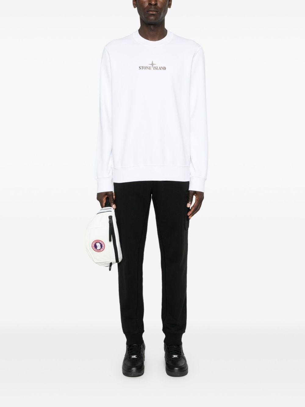 STONE ISLAND Logo-print Cotton Sweatshirt In White Product Image