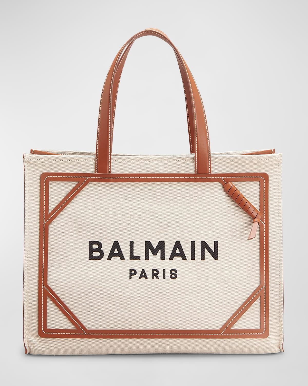 B Army Medium Shopper Tote Bag in Canvas with Leather Handles Product Image